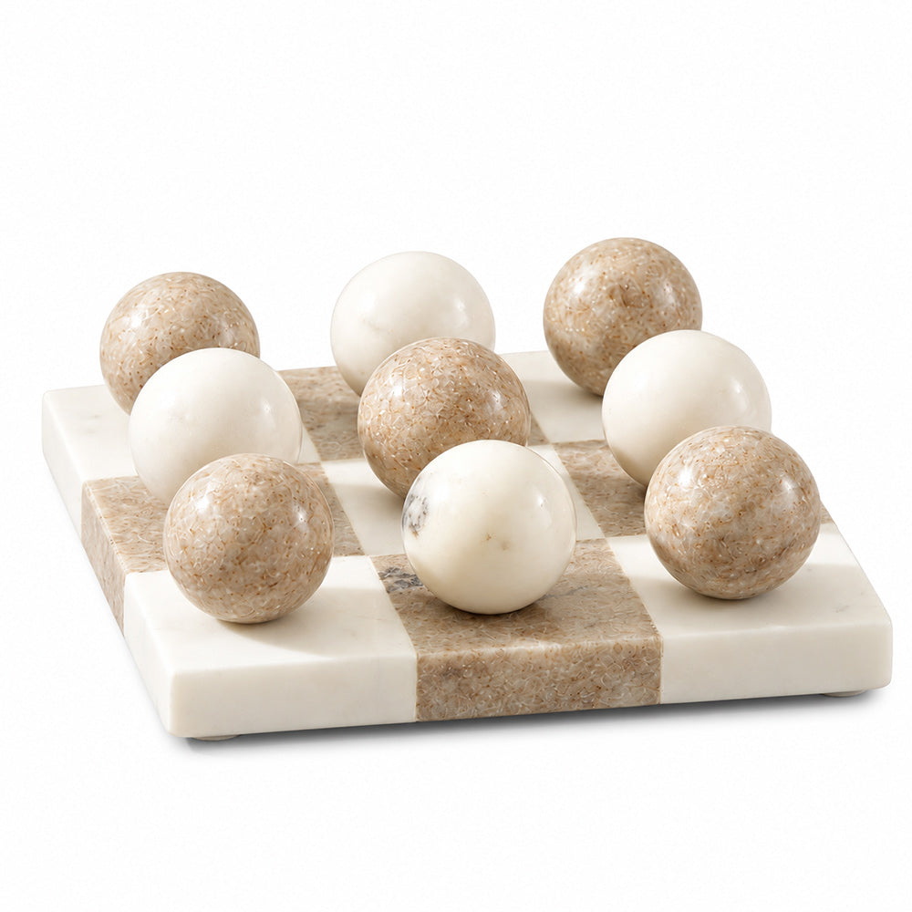 Tic-Tac-Toe Marble Tabletop Game Medium - White Desert