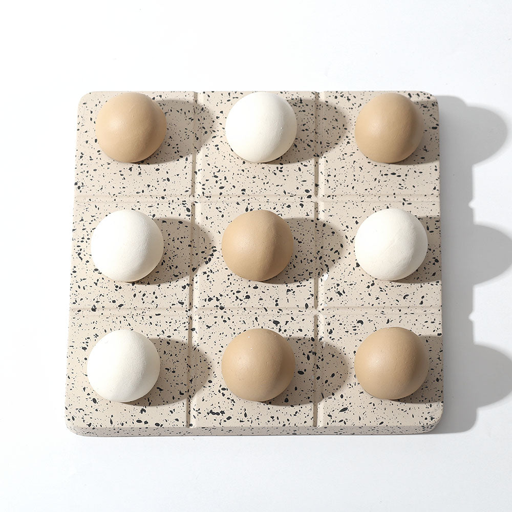 Tic-Tac-Toe Concrete Tabletop Game - Taupe White
