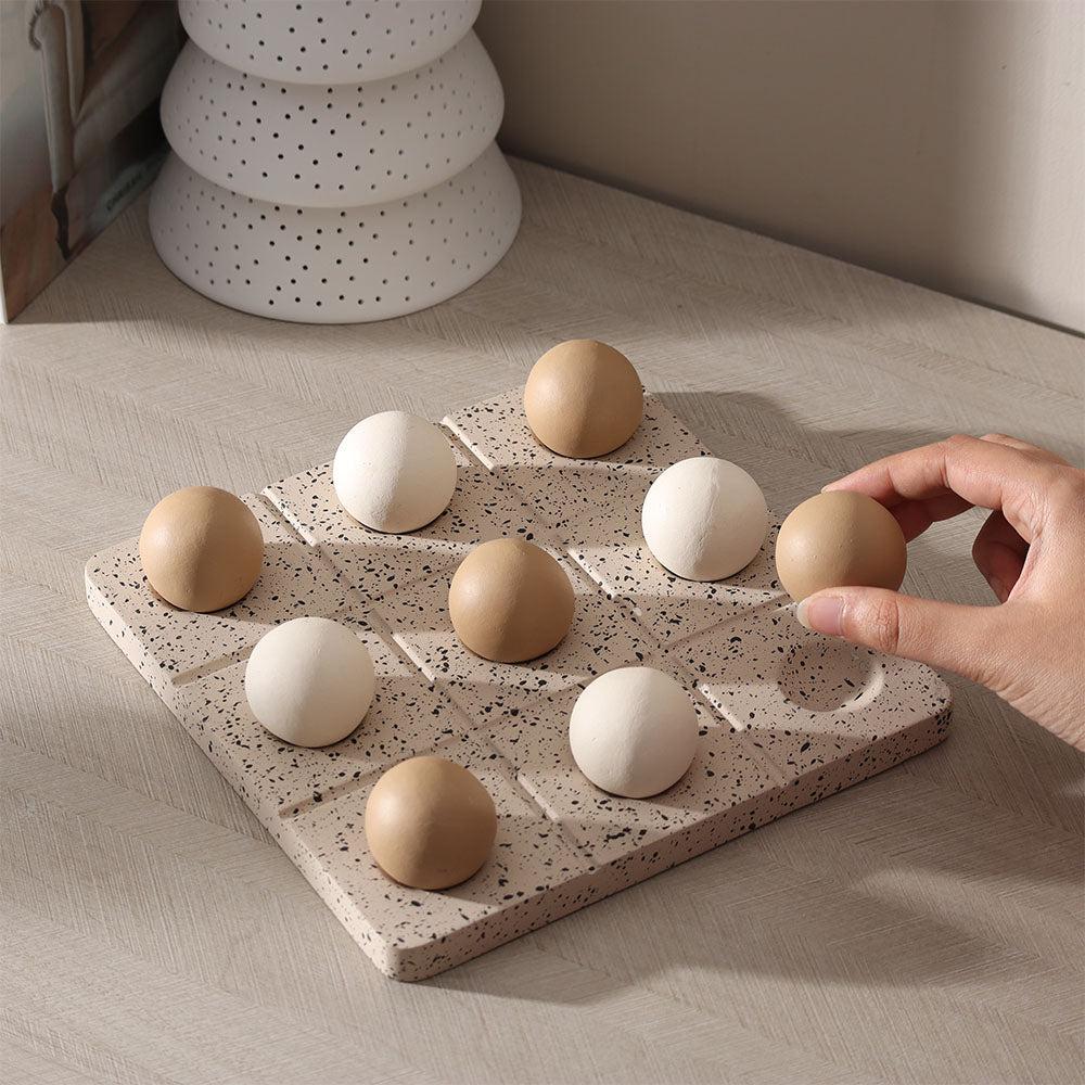 Tic-Tac-Toe Concrete Tabletop Game - Taupe White