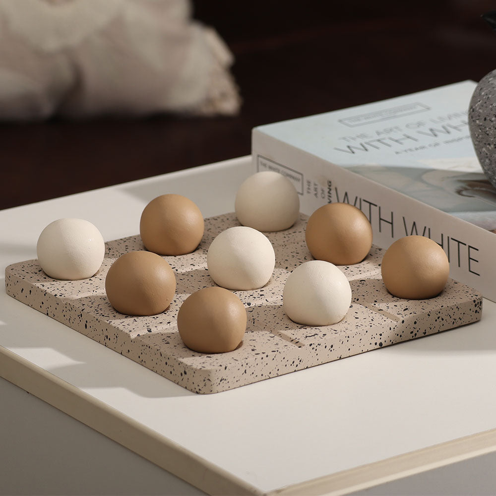 Tic-Tac-Toe Concrete Tabletop Game - Taupe White