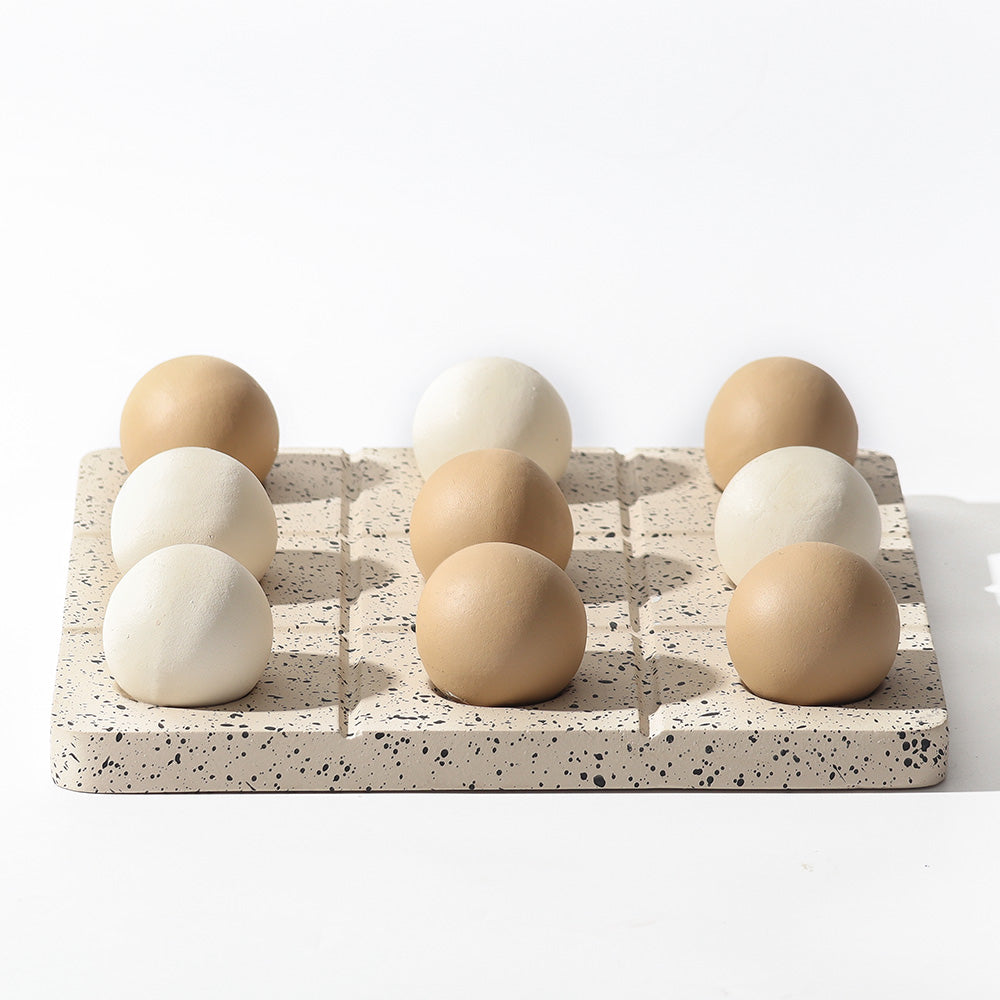 Tic-Tac-Toe Concrete Tabletop Game - Taupe White