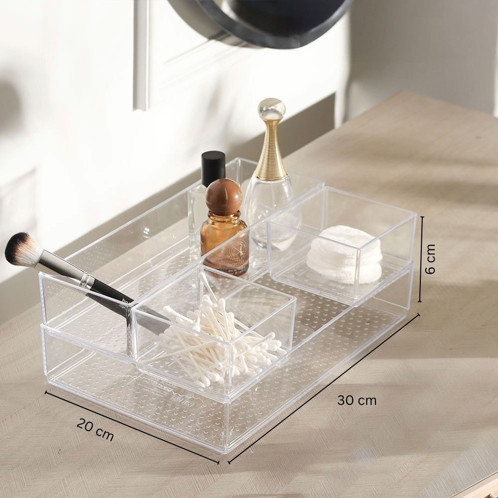 Tidy Drawer Organisers, Set of 5 - Clear