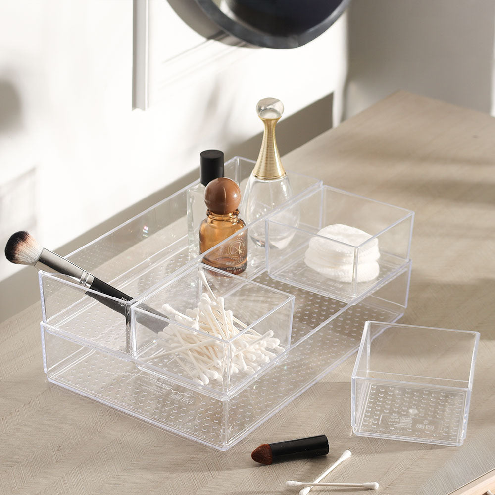 Tidy Drawer Organisers, Set of 5 - Clear