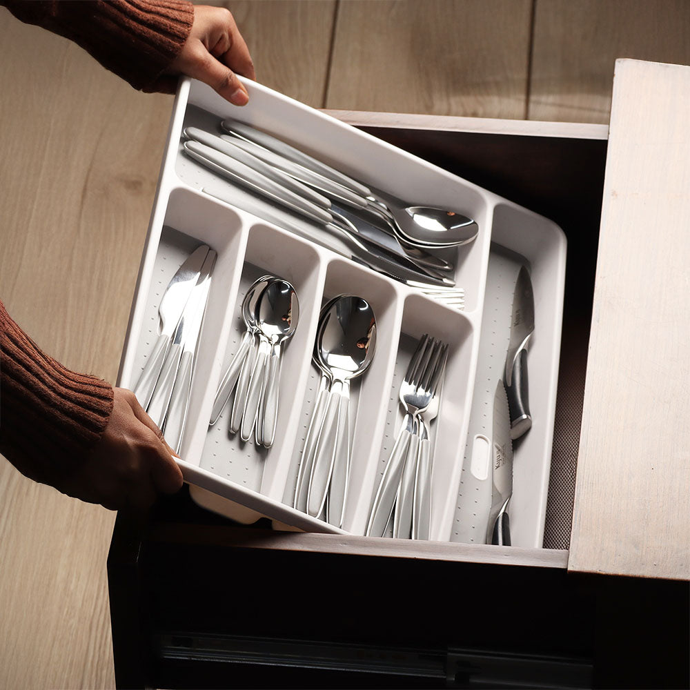 Tidy Cutlery Tray Large - White Grey