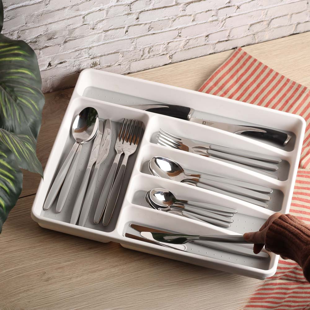 Tidy Cutlery Tray Large - White Grey