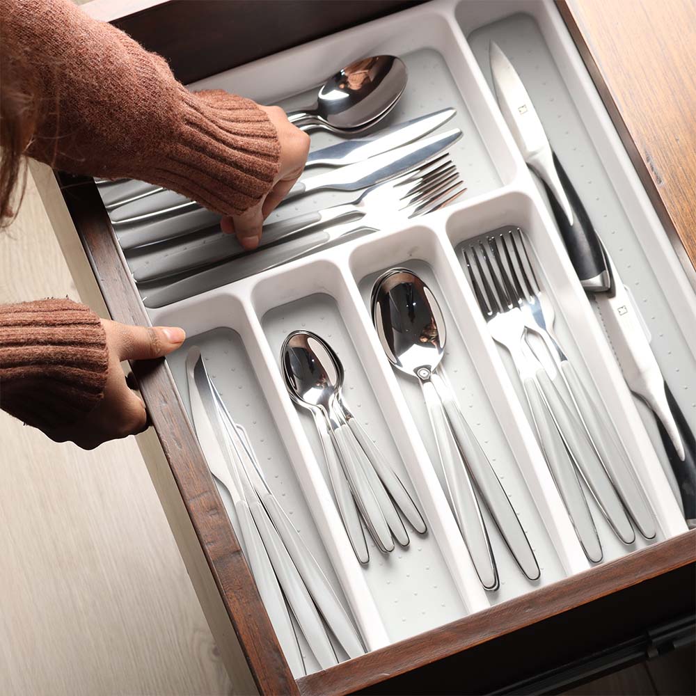 Tidy Cutlery Tray Large - White Grey