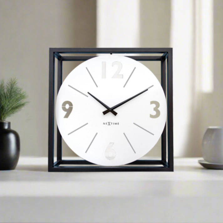 Time Frame Square Table Clock - Black