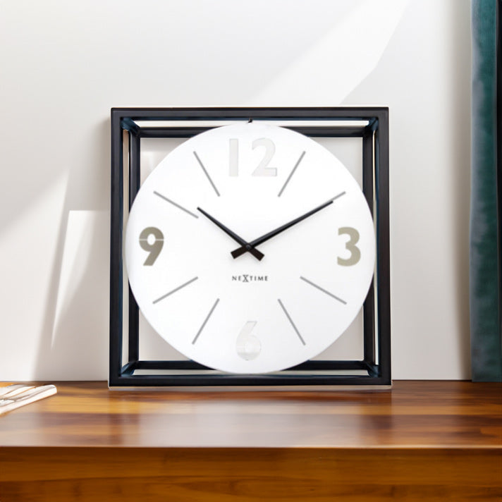 Time Frame Square Table Clock - Black