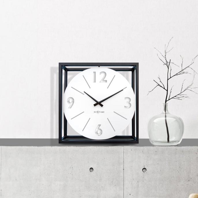 Time Frame Square Table Clock - Black