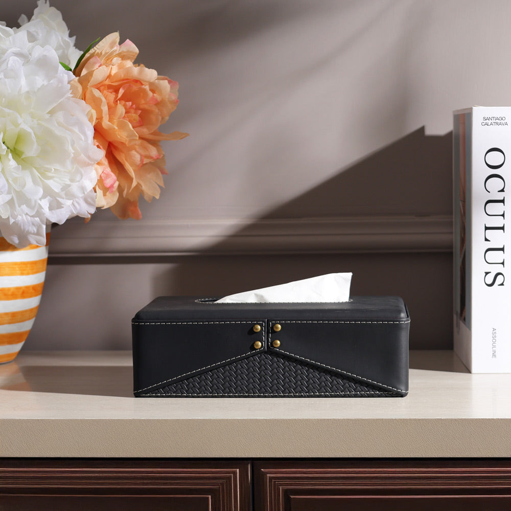 Ophelia Studded Tissue Box Holder - Black