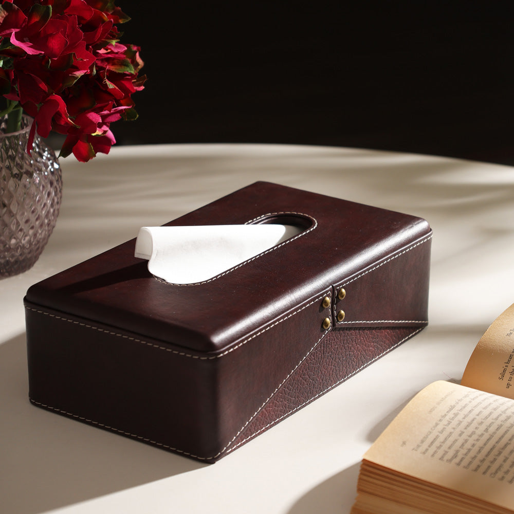 Ophelia Studded Tissue Box Holder - Burgundy