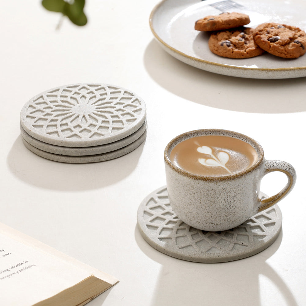 Trobe Round Coasters, Set of 4 - Speckled Cream
