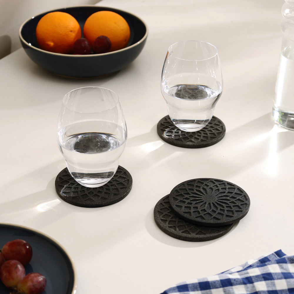 Trobe Round Coasters, Set of 4 - Speckled Grey