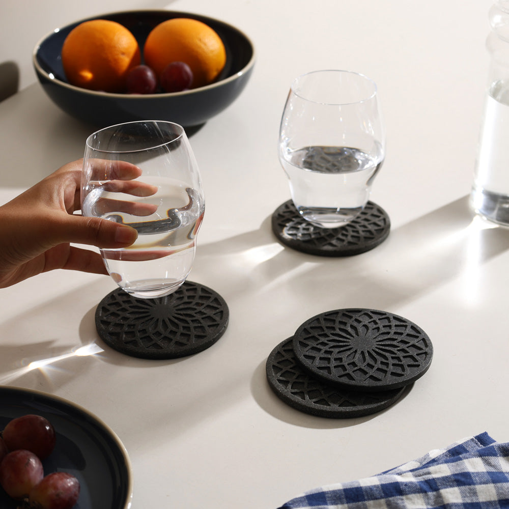 Trobe Round Coasters, Set of 4 - Speckled Grey