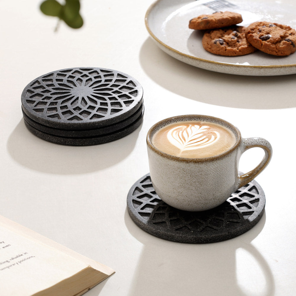 Trobe Round Coasters, Set of 4 - Speckled Grey