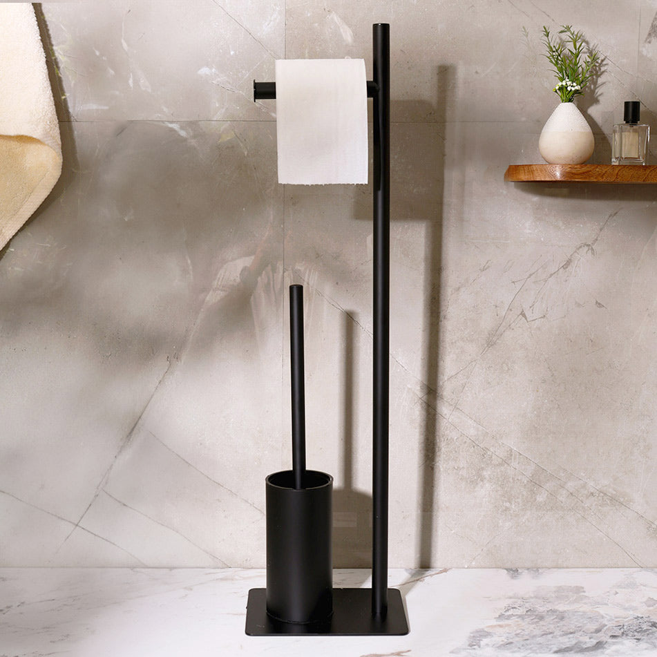 Reed Toilet Brush and Roll Holder - Black