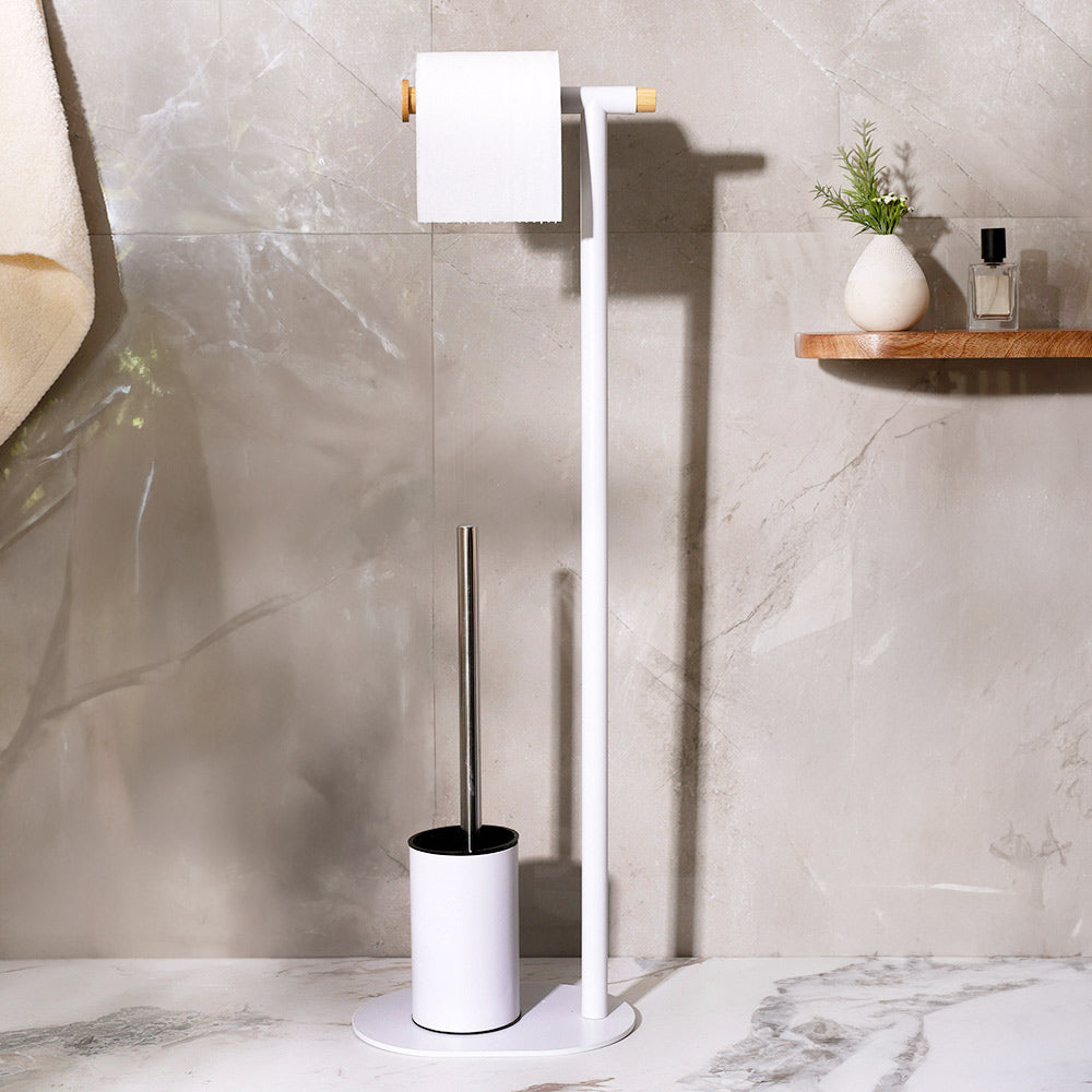 Reed Toilet Brush and Roll Holder - White