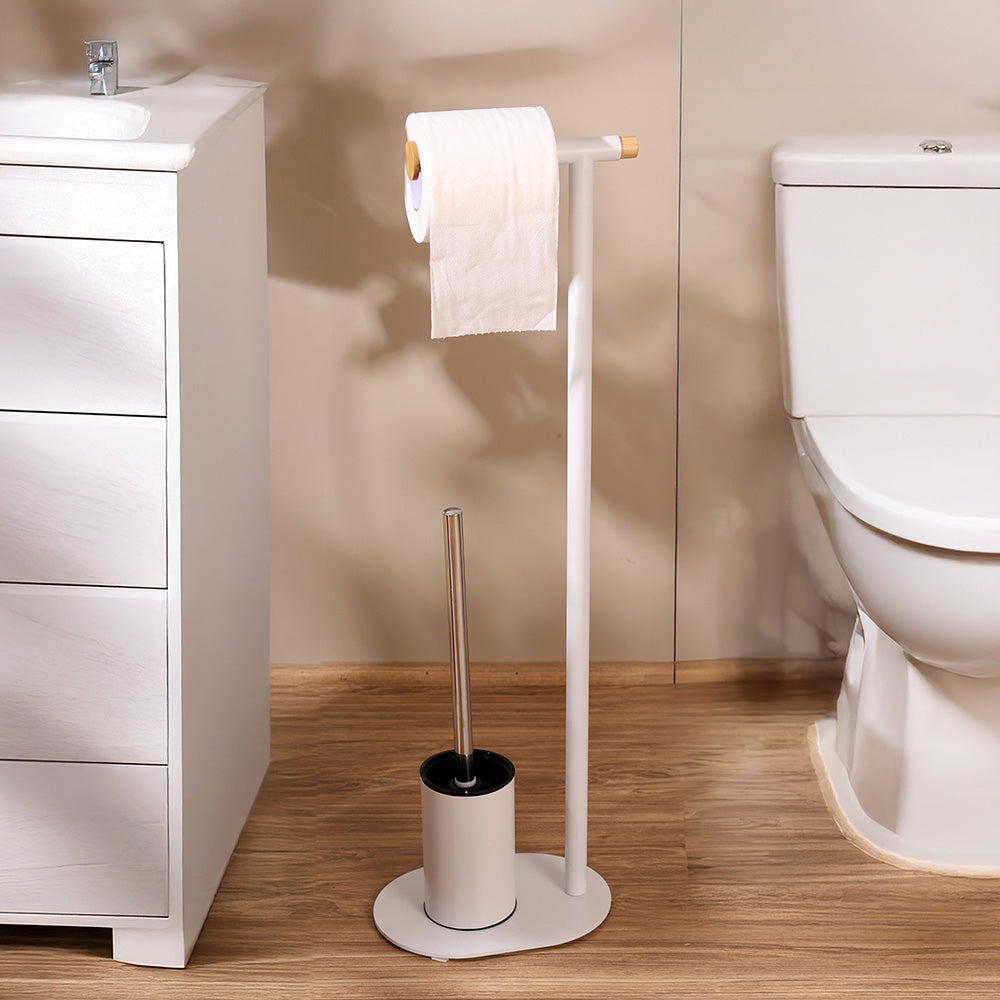 Reed Toilet Brush and Roll Holder - White