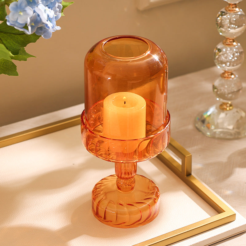 Toledo Glass Candle Holder Lamp - Amber