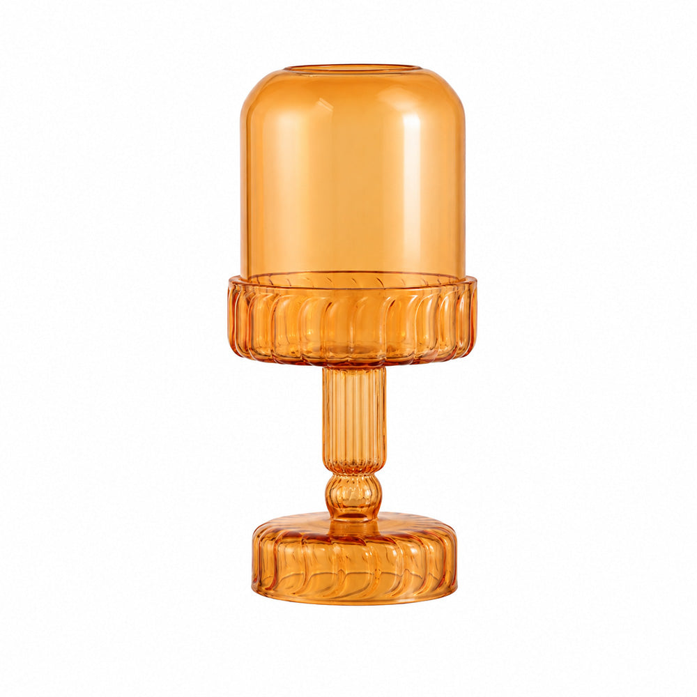 Toledo Glass Candle Holder Lamp - Amber