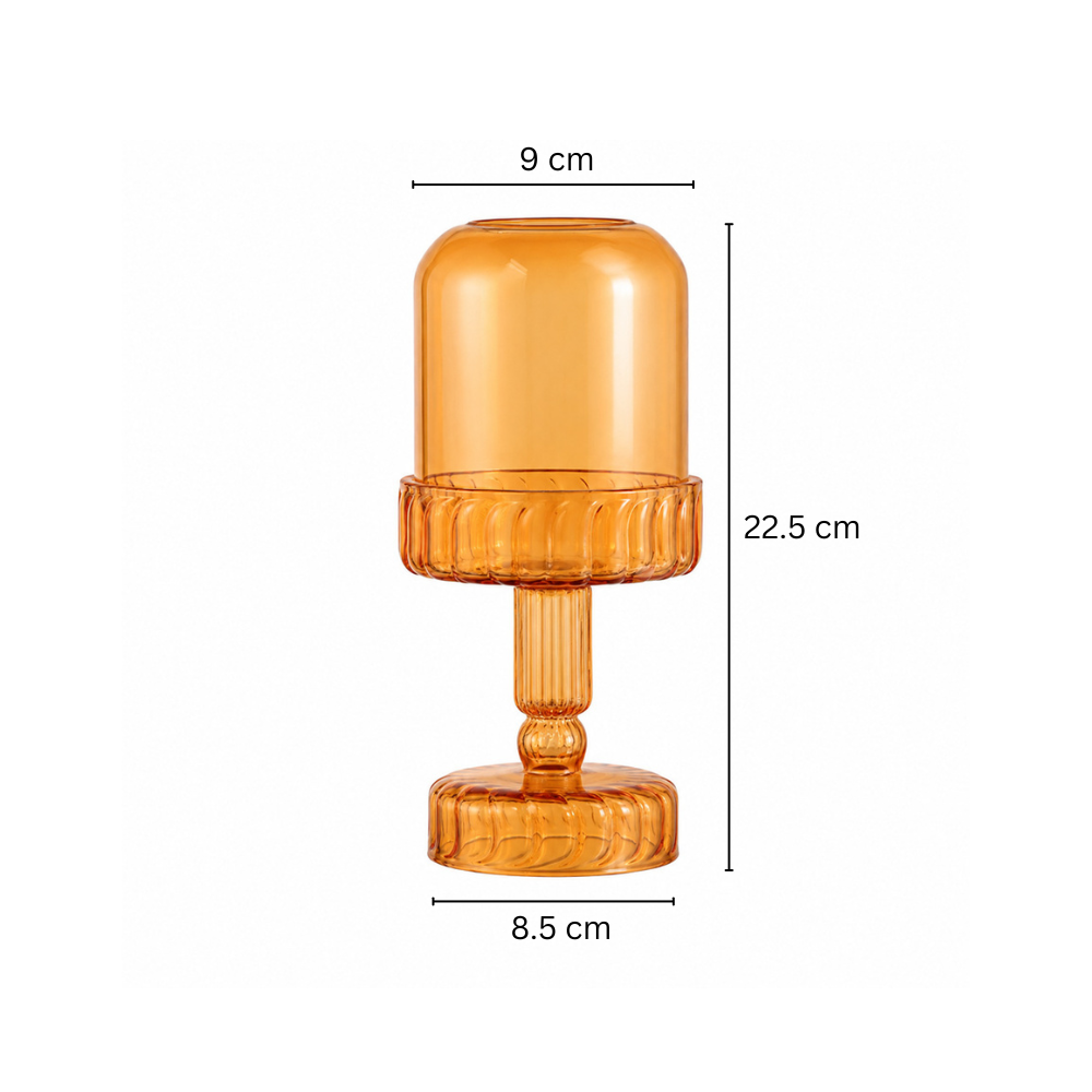 Toledo Glass Candle Holder Lamp - Amber