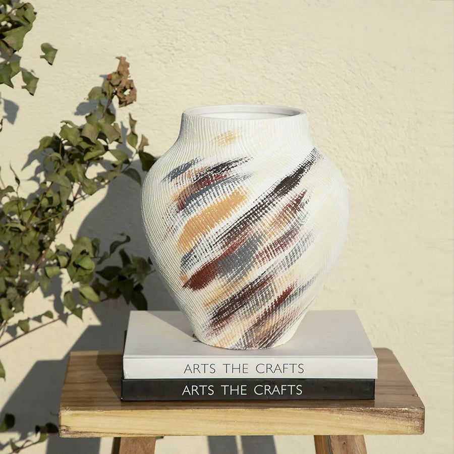 Fem Hanpainted Ceramic Vase Large - Multicolor