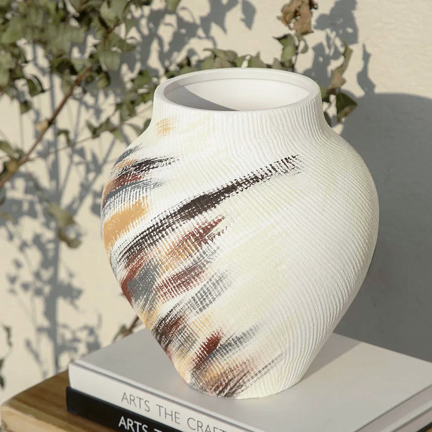 Fem Hanpainted Ceramic Vase Large - Multicolor