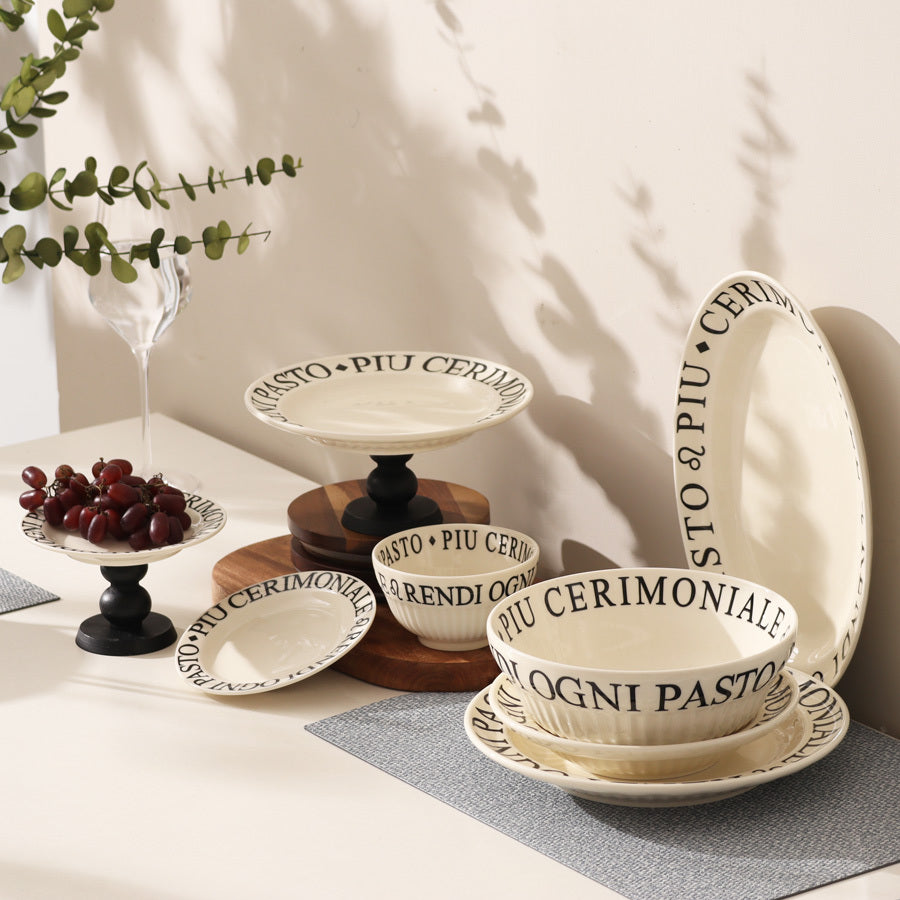 Tosca Elevated Serving Plate Medium - Cream