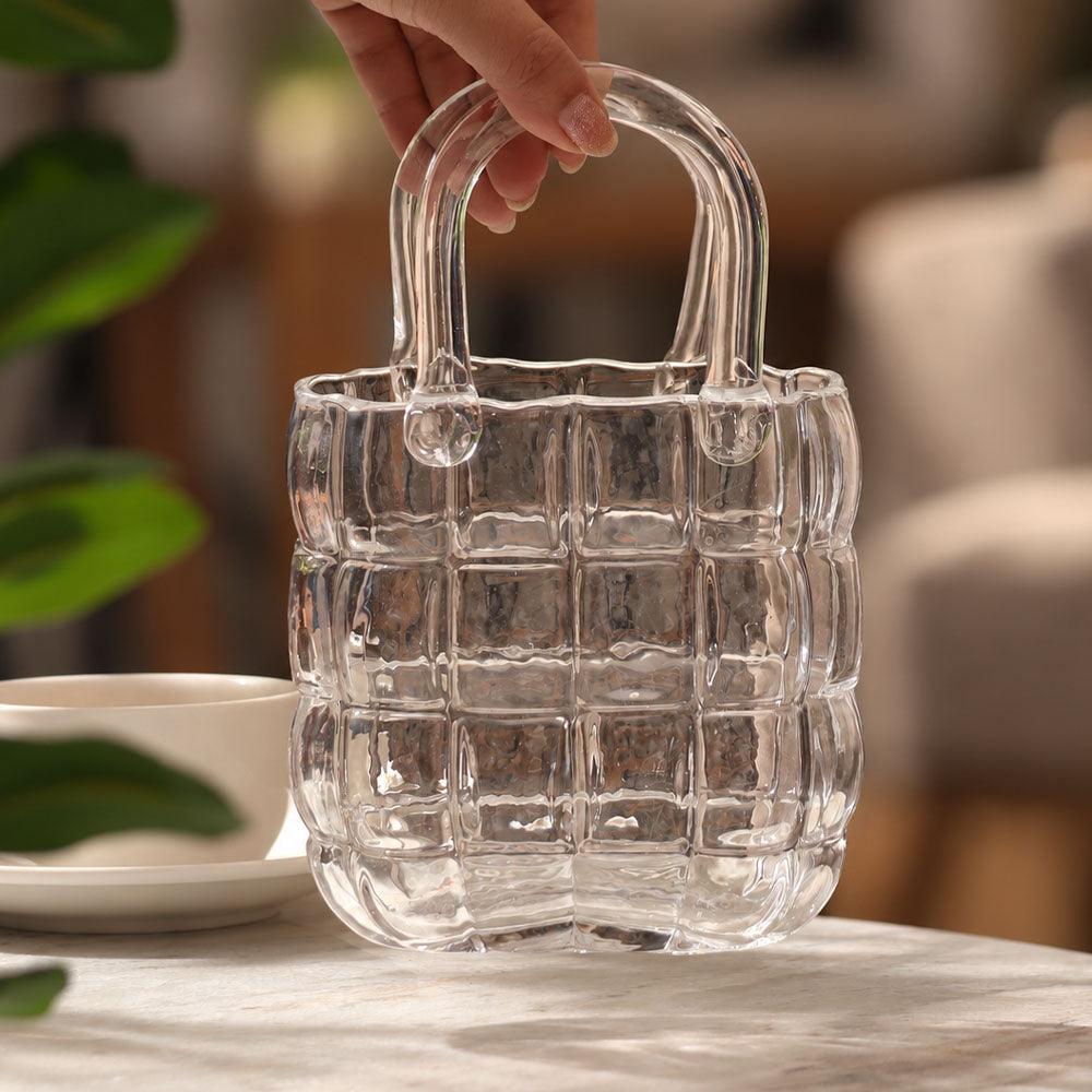 Tote Bag Glass Vase Small - Clear