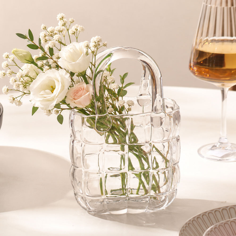 Tote Bag Glass Vase Small - Clear
