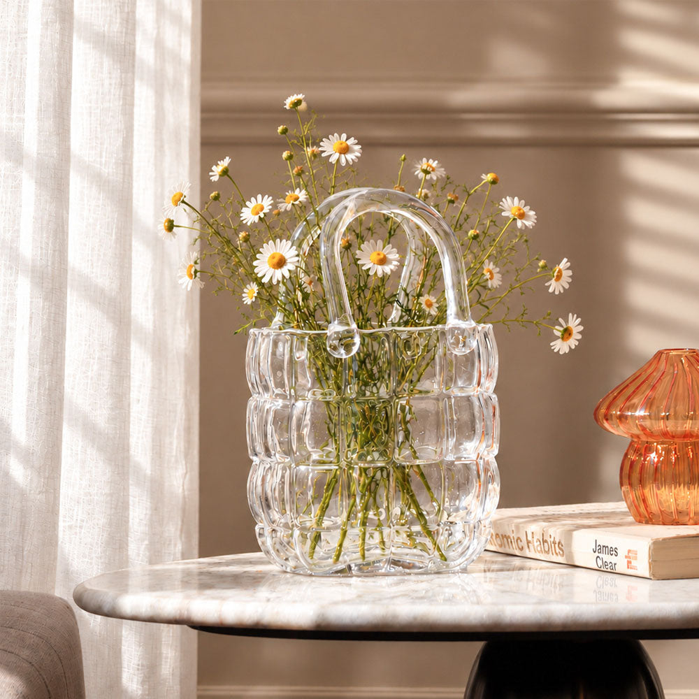 Tote Bag Glass Vase Small - Clear