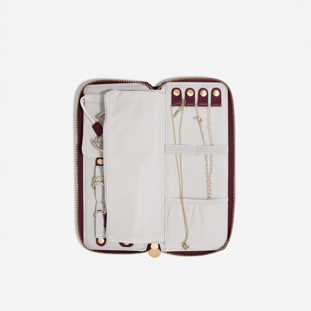 Travel Jewellery Roll Medium - Burgundy