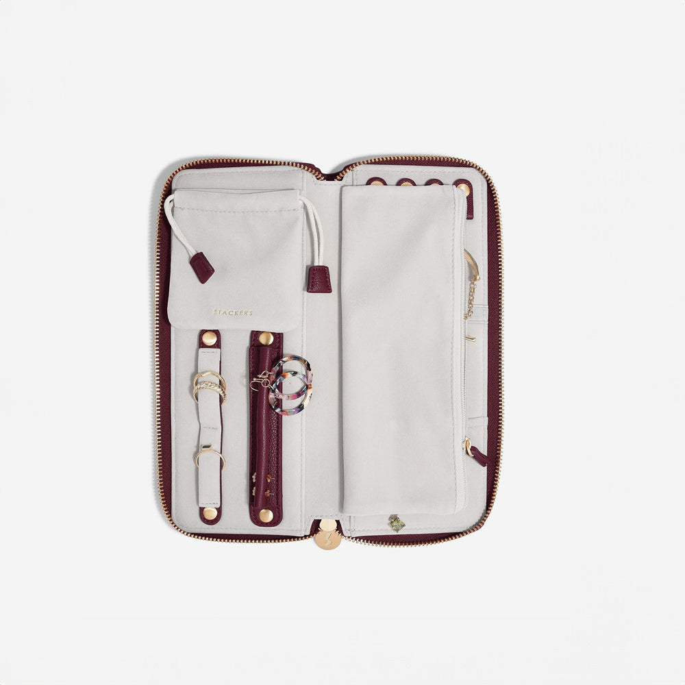 Travel Jewellery Roll Medium - Burgundy