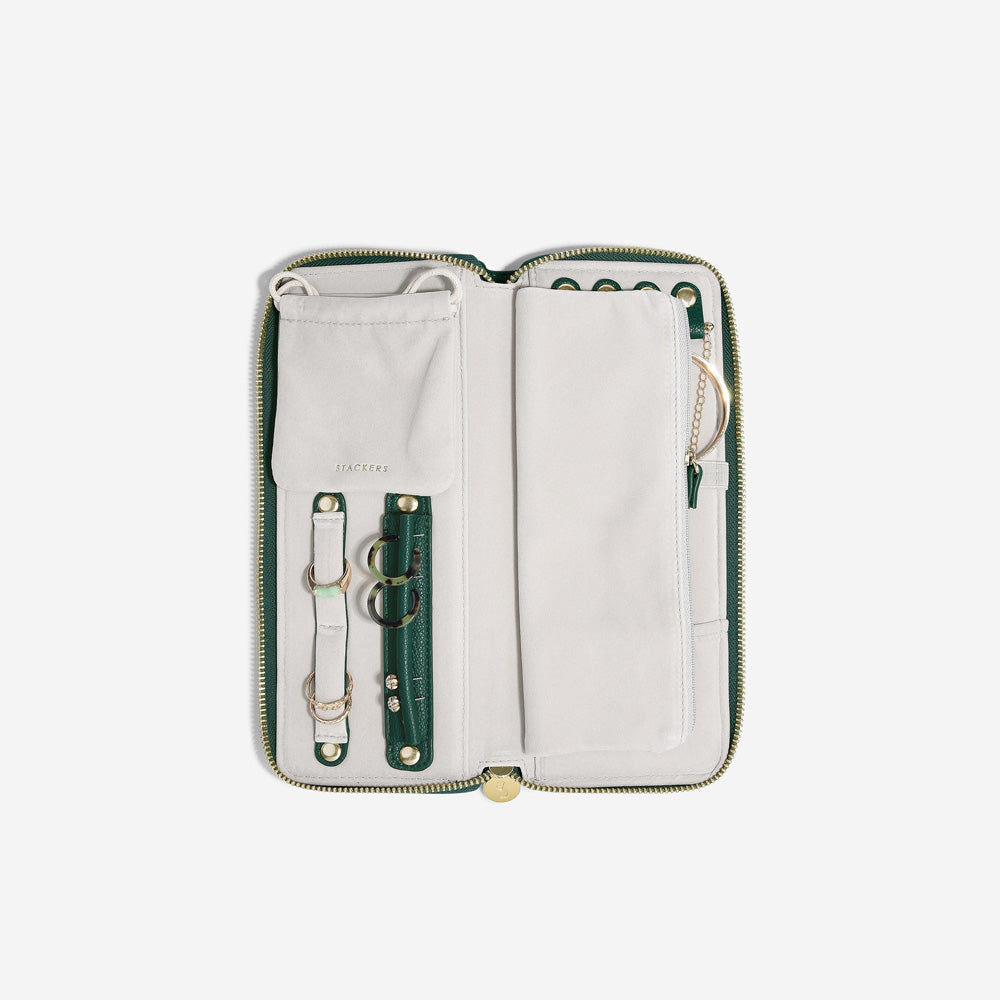 Travel Jewellery Roll Medium - Forest Green