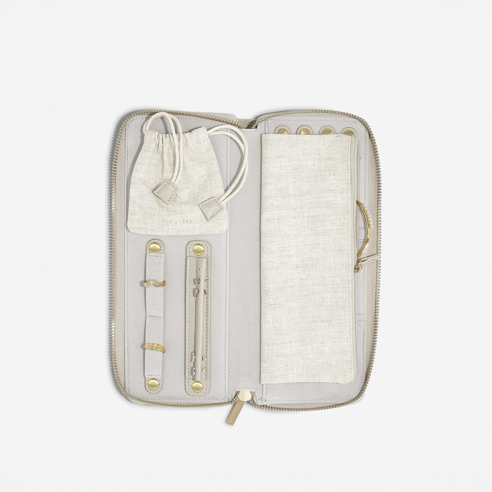 Travel Jewellery Roll Medium - Linen & Oatmeal