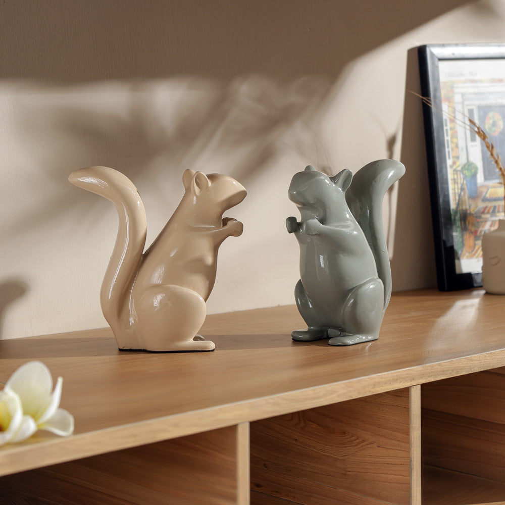 Tree Squirrel Sculpture Small - Taupe