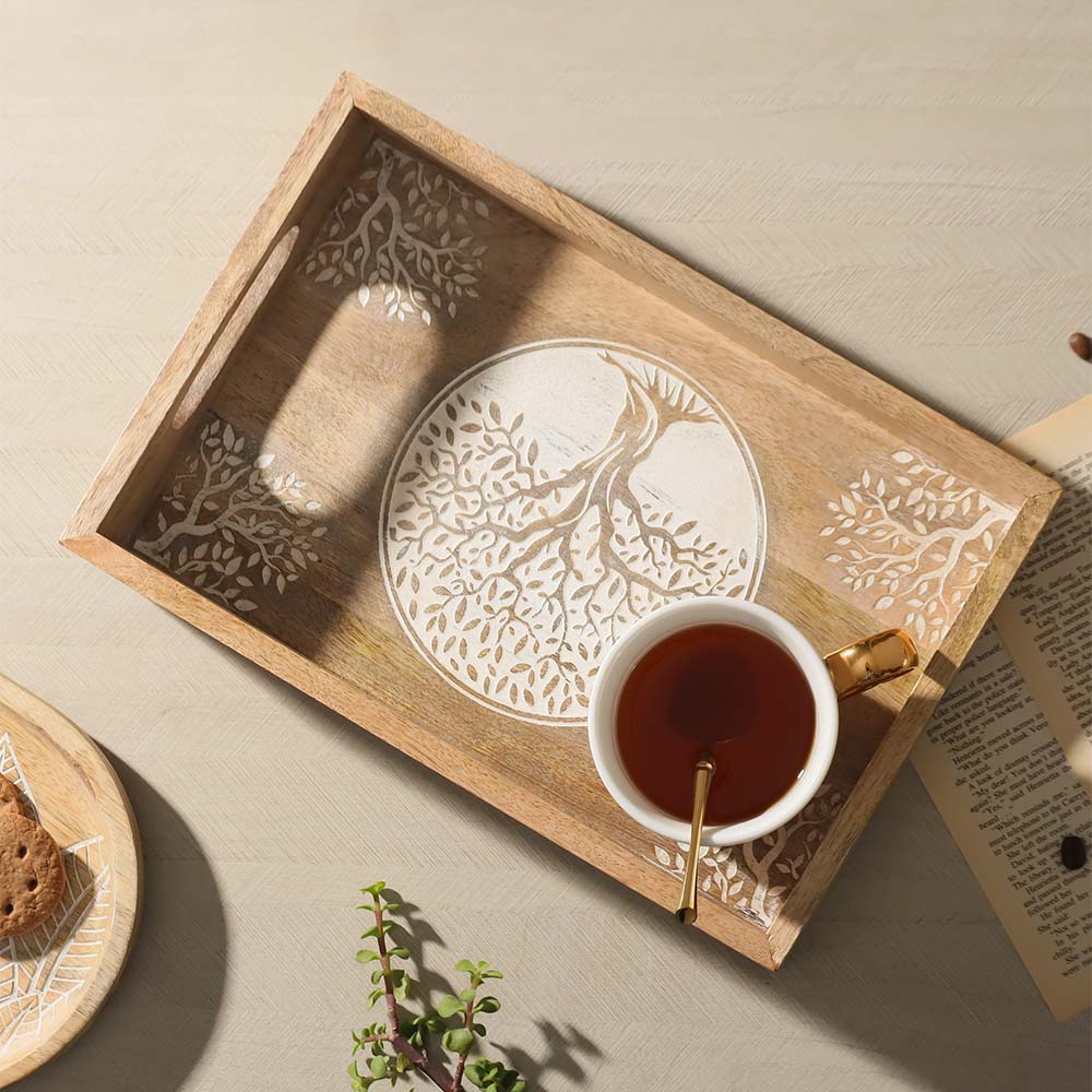 Tree Wooden Serving Tray Medium - Aspen White