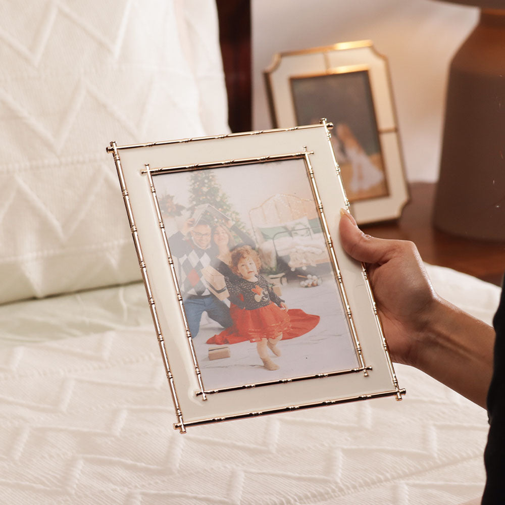 Tress Photo Frame Large - White Gold