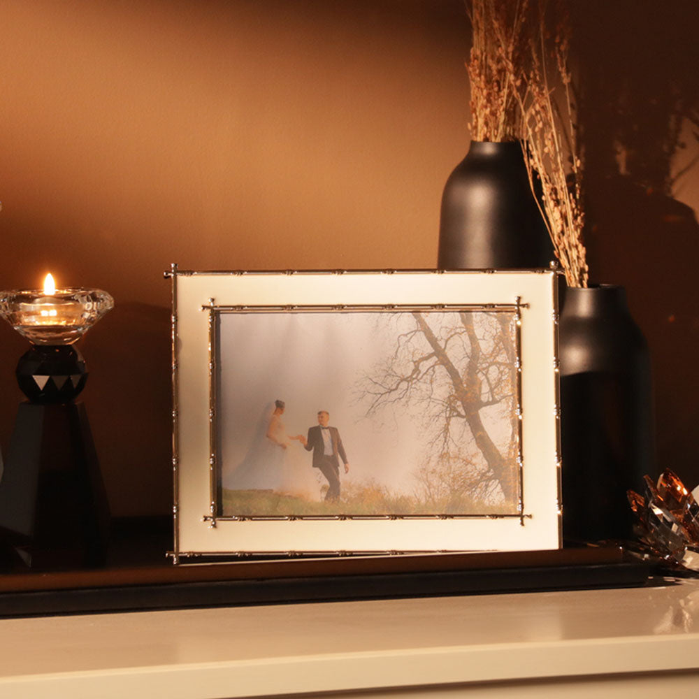 Tress Photo Frame Large - White Gold