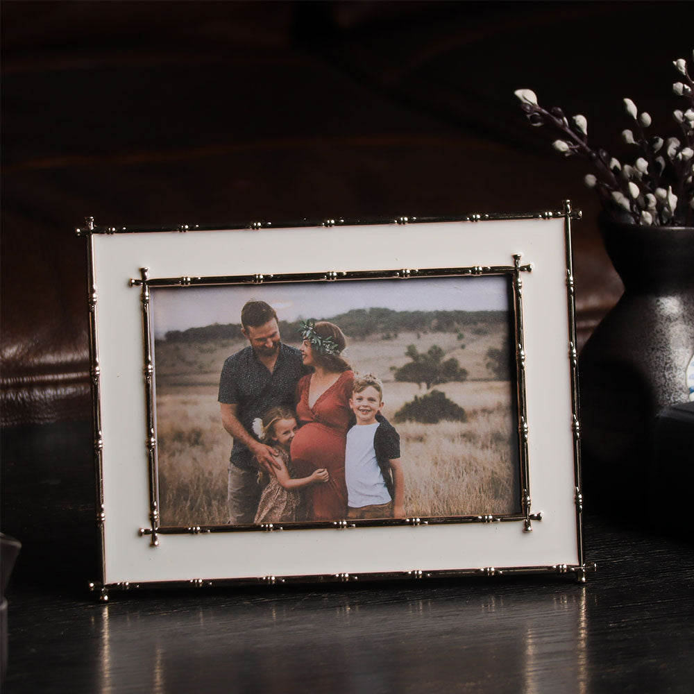 Tress Photo Frame Medium - White Gold