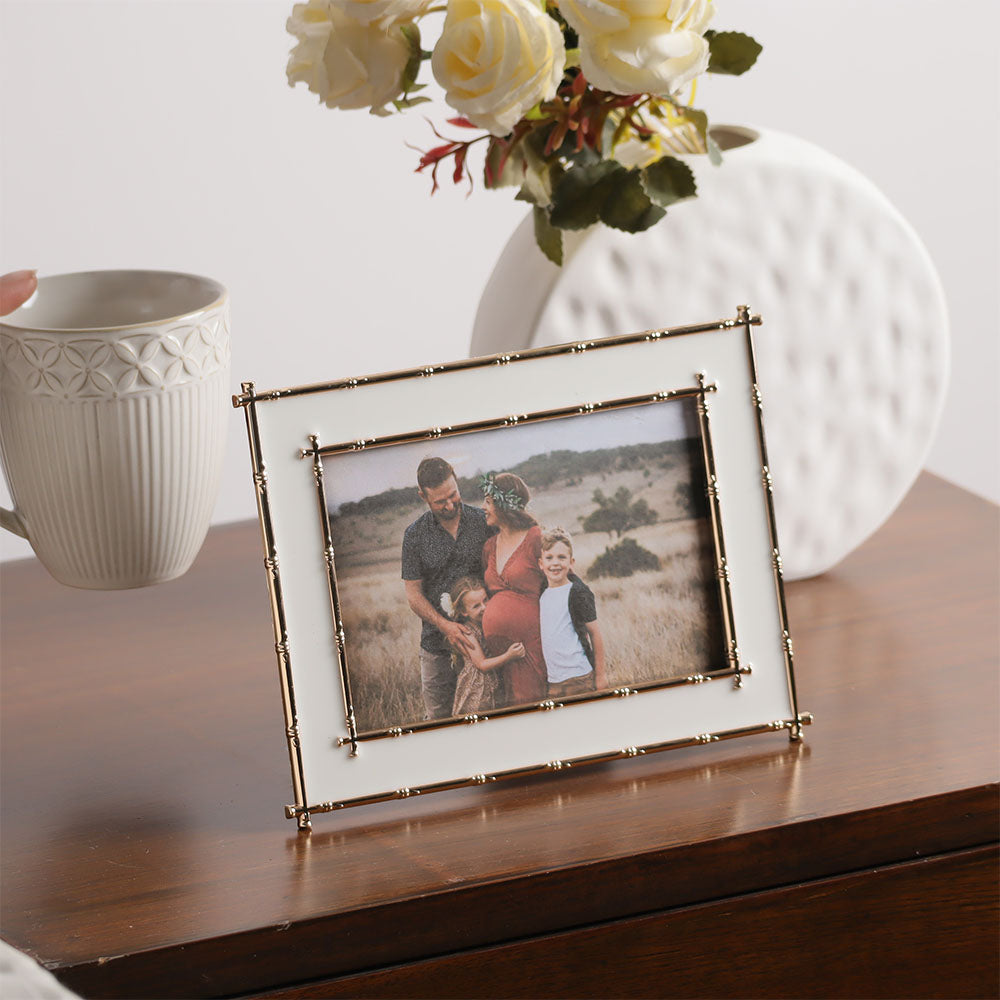 Tress Photo Frame Medium - White Gold