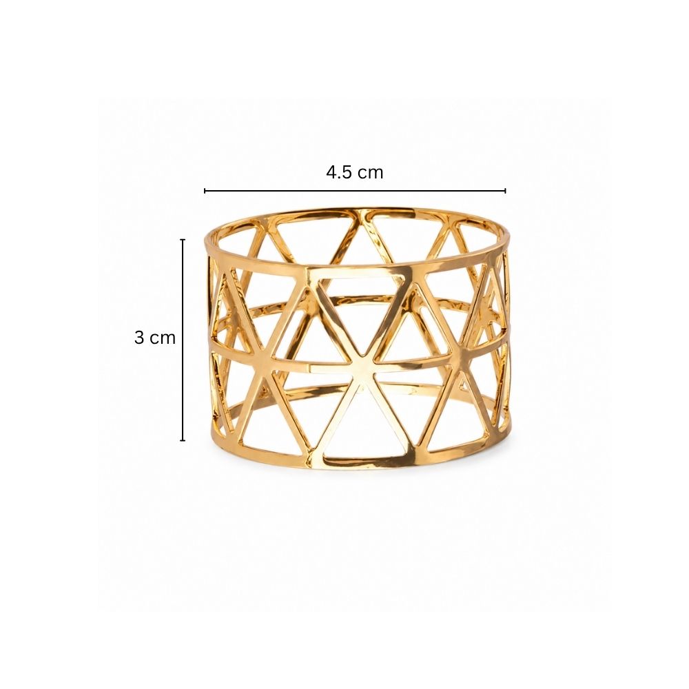 Triangles Napkin Rings, Set of 6 - Gold