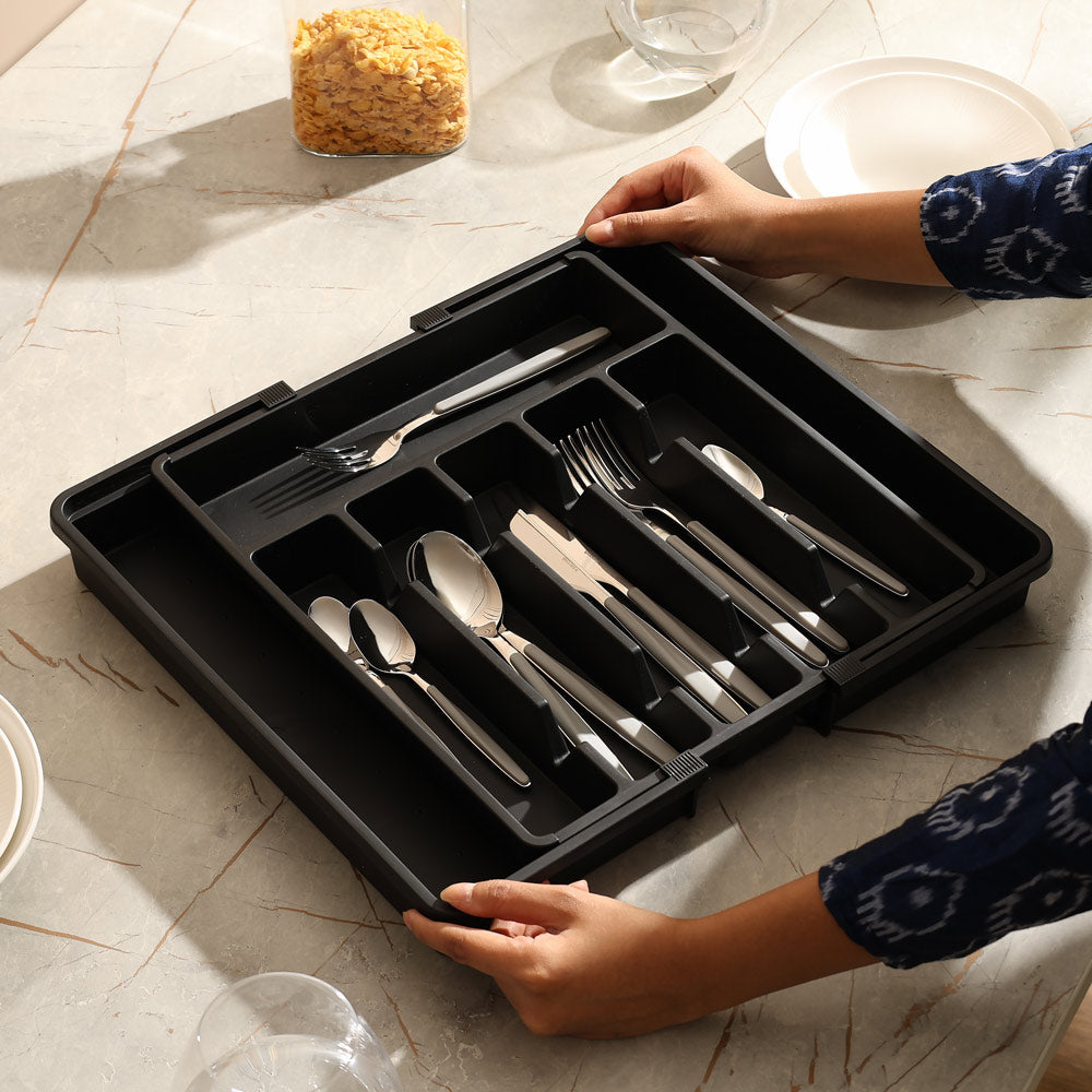 Trim Expandable Cutlery Tray Large - Black