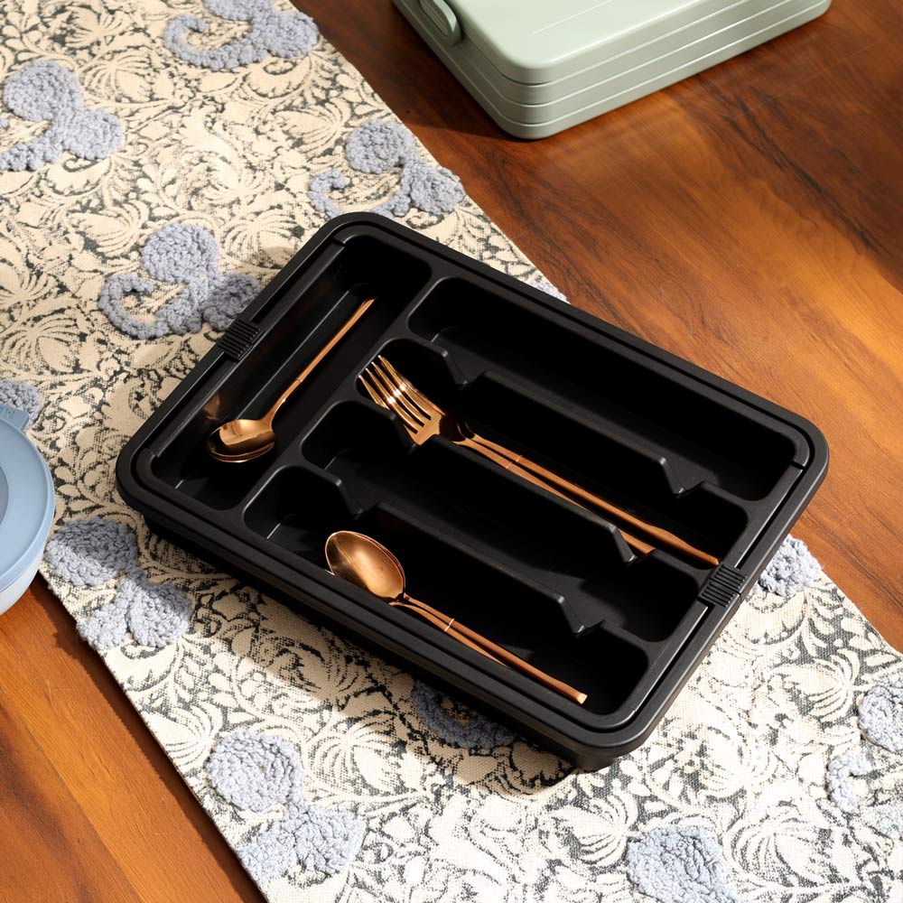Trim Expandable Cutlery Tray Medium - Black