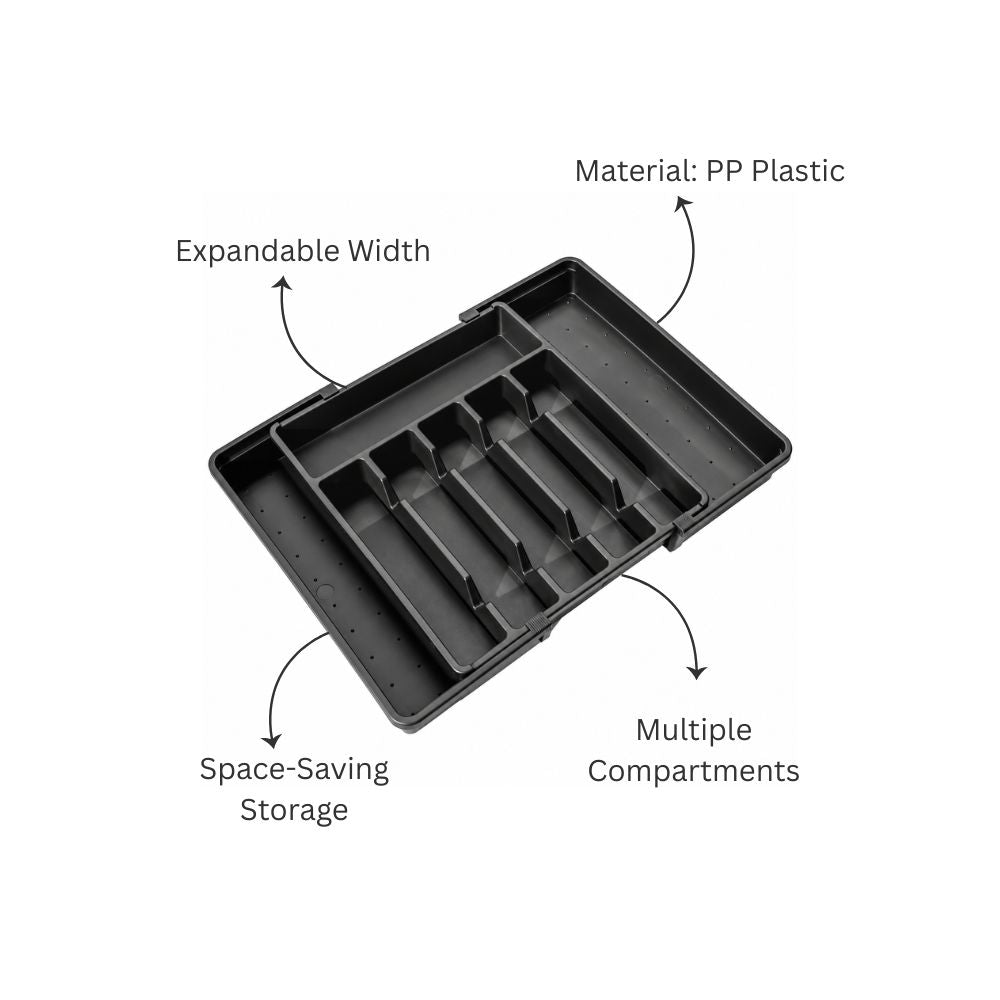 Trim Expandable Cutlery Tray Large - Black
