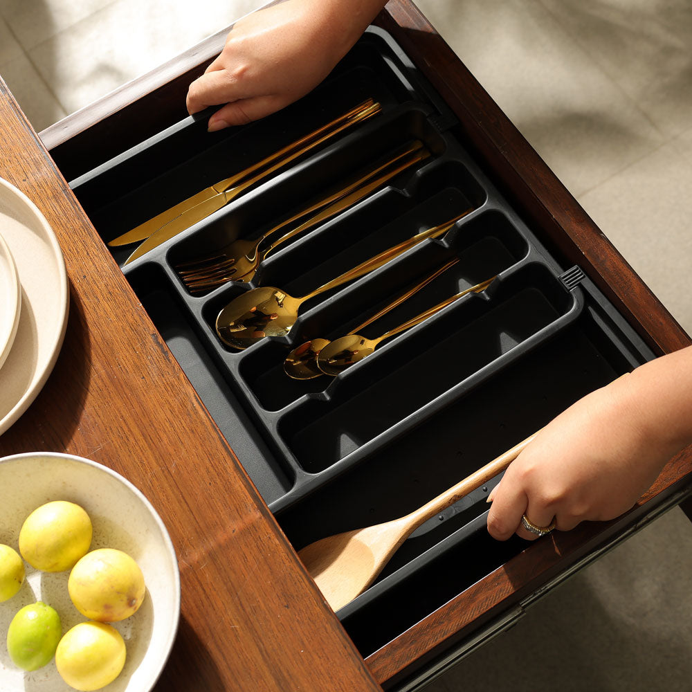 Trim Expandable Cutlery Tray Medium - Black