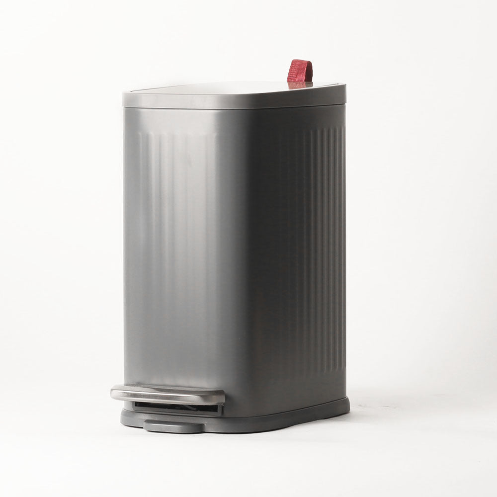 Trent Slim Pedal Bin 10L - Grey & Silver