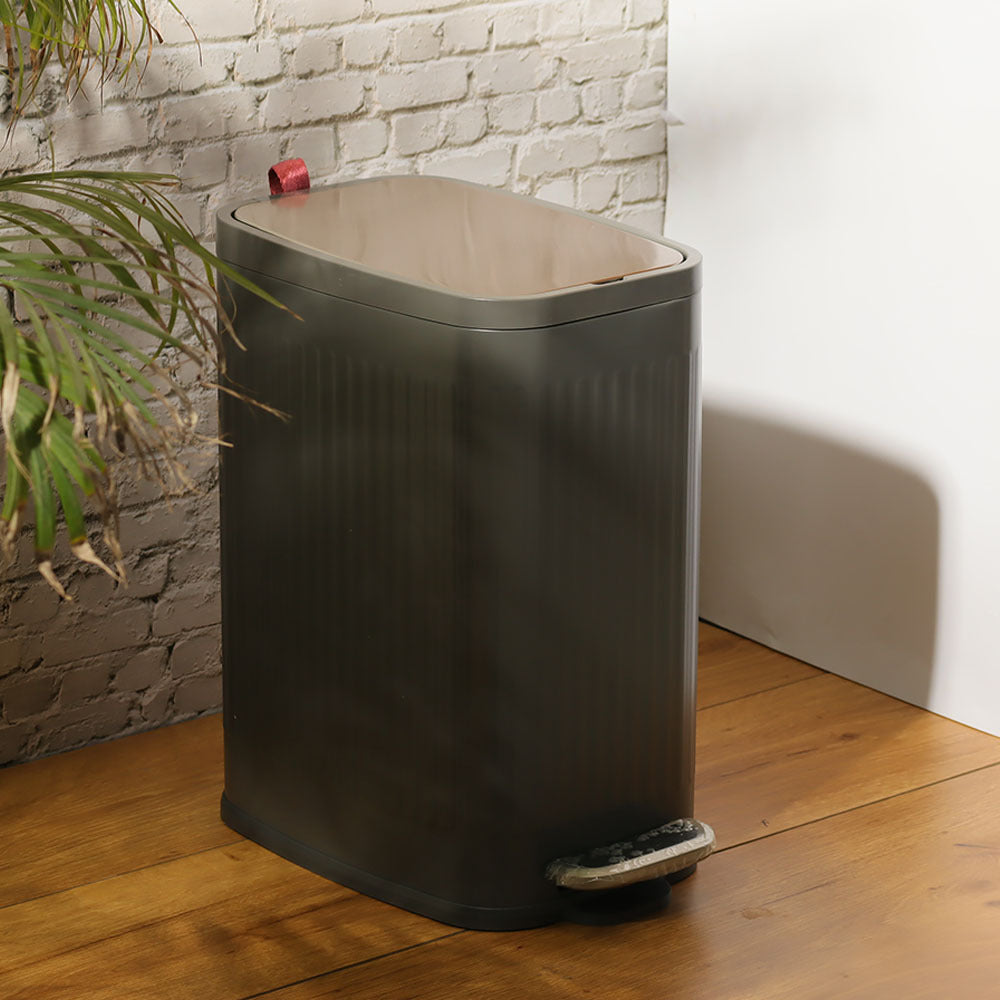 Trent Slim Pedal Bin 10L - Grey & Silver