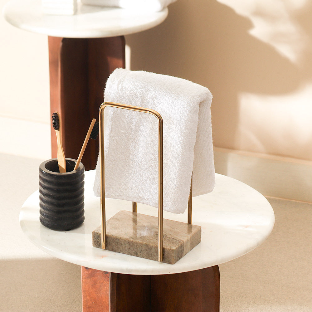 Trisk Hand Towels Stand with Marble Base - Desert Gold