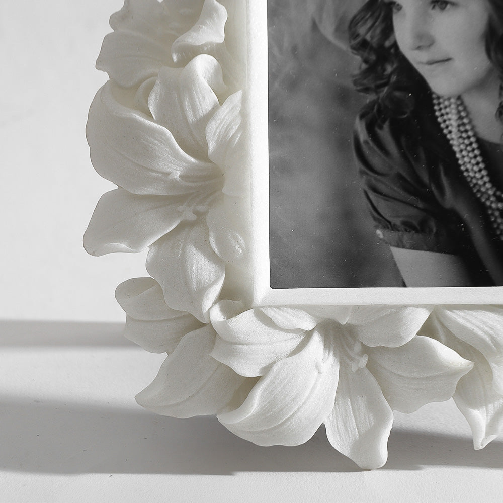 Tropical Flowers Photo Frame Medium - Stone White